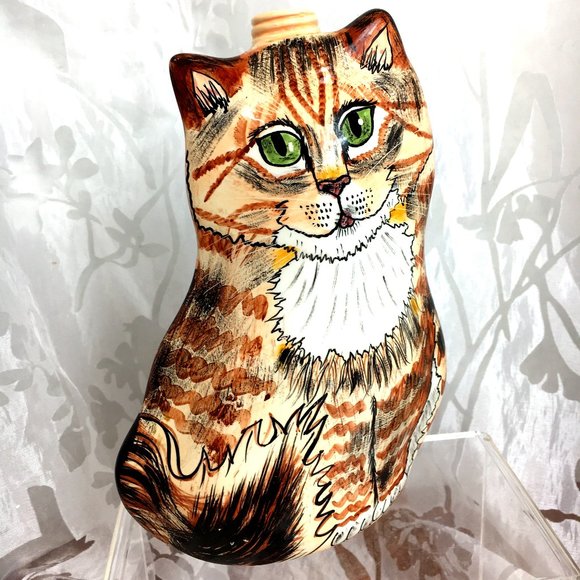 NINA LYMAN CATS Ceramic Ginger Cat Bottle - Picture 1 of 10